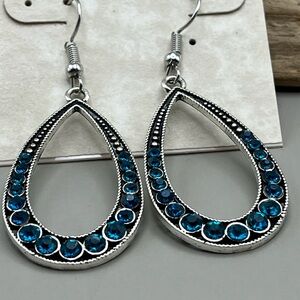 Elegant Silver and Blue Teardrop Earrings